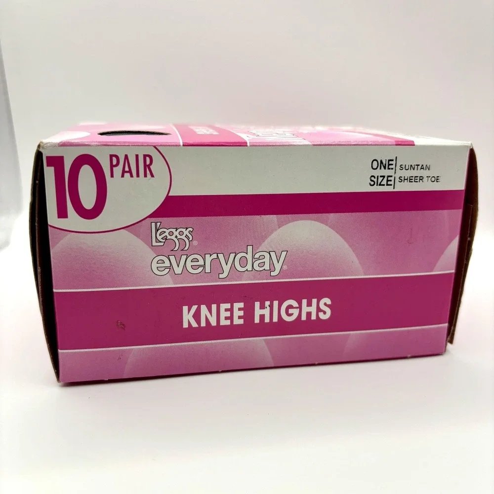 NEW NOS 10-pair Pack L'eggs Everyday Knee Highs Stockings Suntan NIB Career 2009